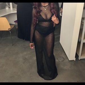 House of CB Black Sheer Lace Dress